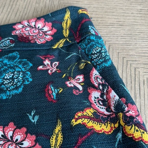 Ann Taylor LOFT Deep Teal Floral Skirt w/ Kick Pleat SZ 8 - Picture 5 of 14